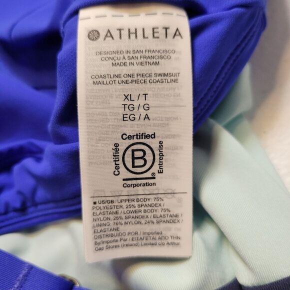 Athleta Coastline Blue Colorblock One Piece Swimsuit Women's XL Cerulean - Picture 5 of 10